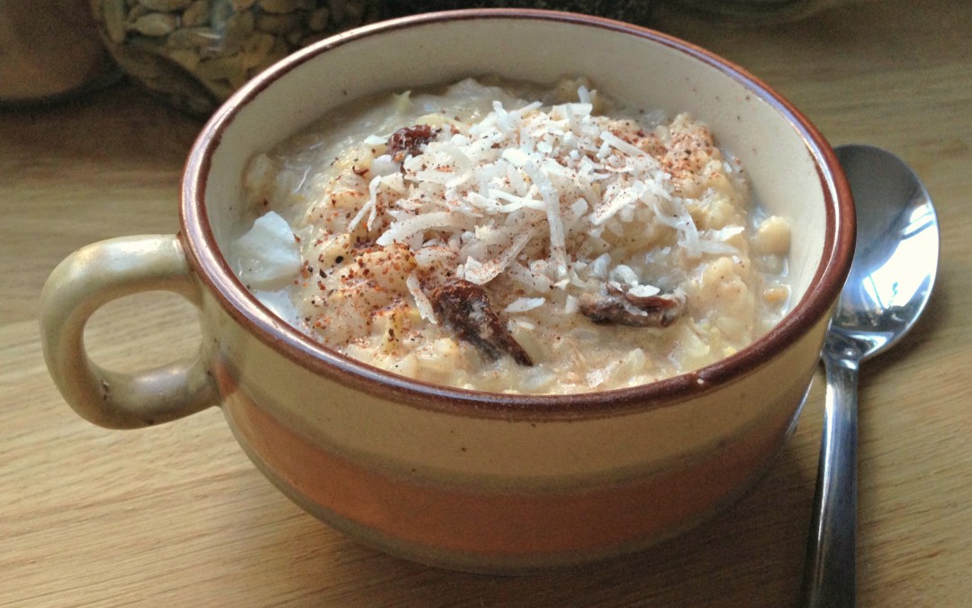 Chai infused brown rice porridge